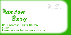 marton bary business card